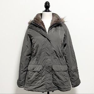 Weatherproof Parka Faux Fur Vest Removable Hood